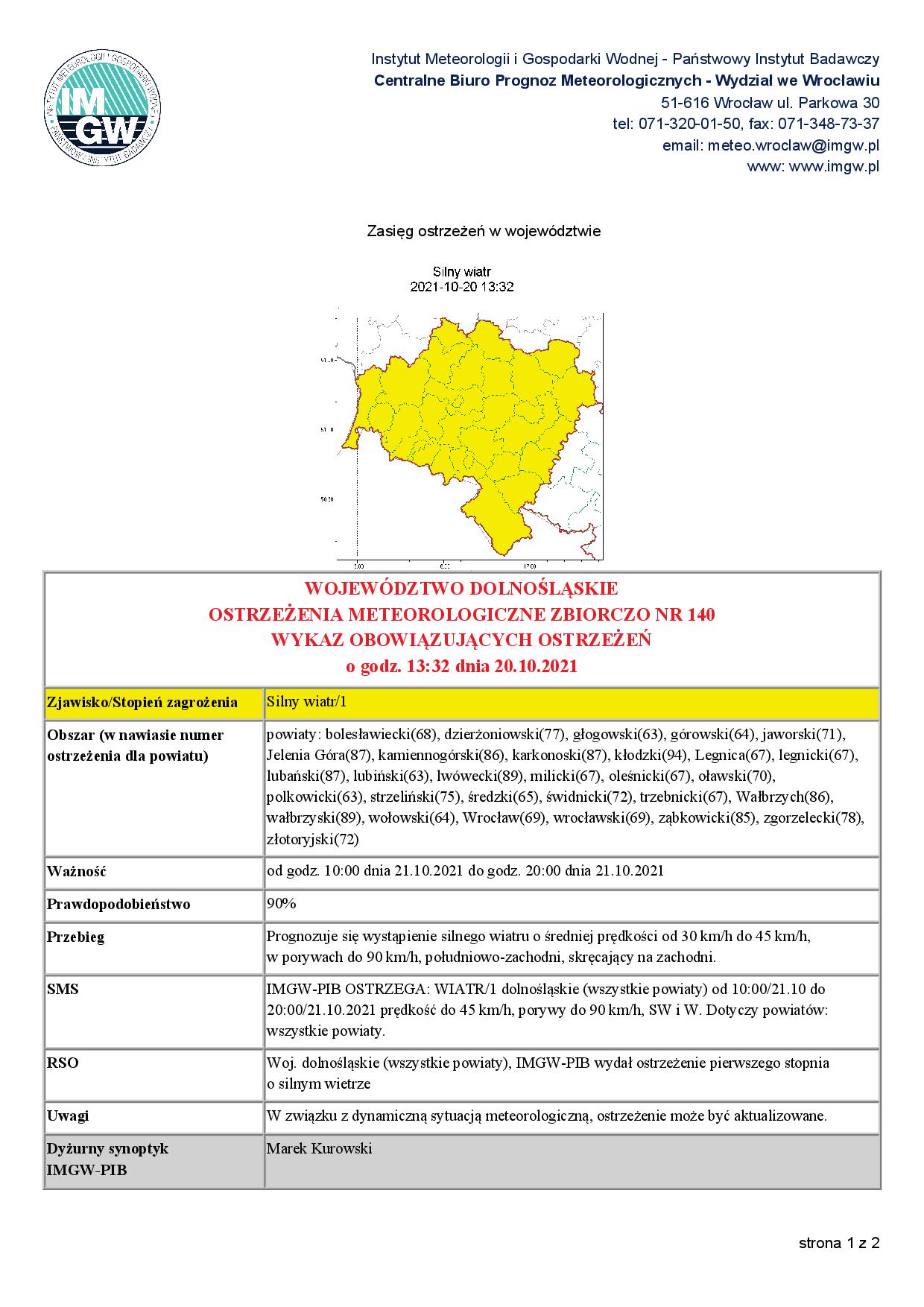 ostrzeżenie meteorologiczne